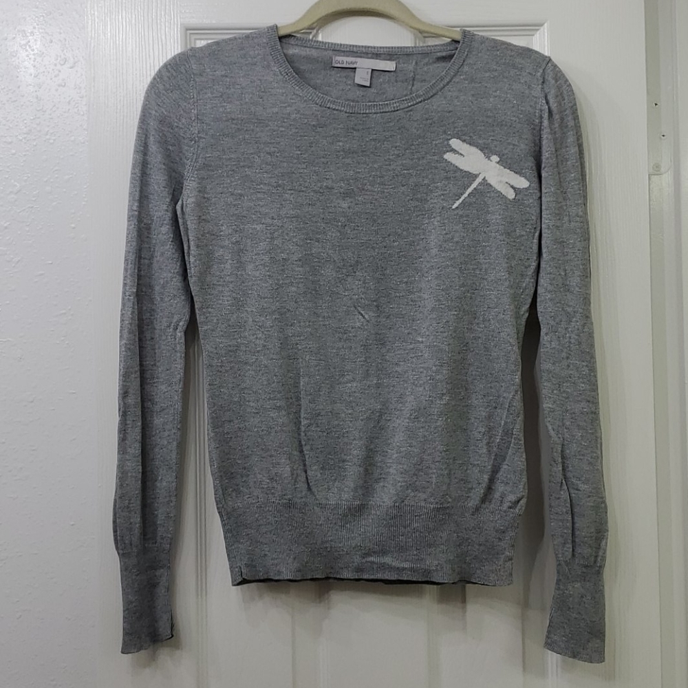 Grey dragonfly sweater